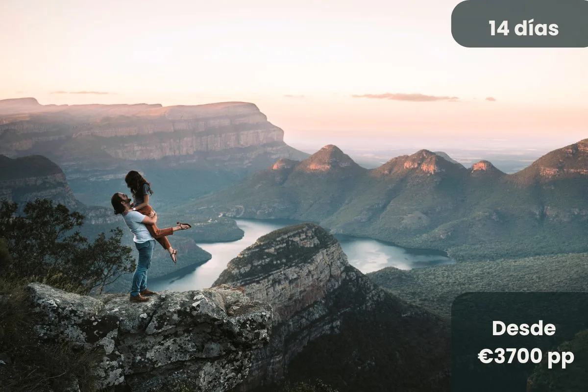Viaje romántico por Sudáfrica con paisajes panorámicos
